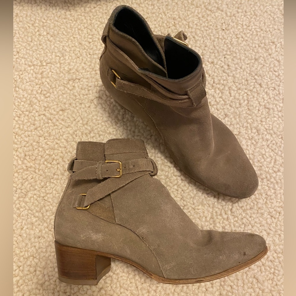 Saint Laurent taupe suede ankle boots size 38